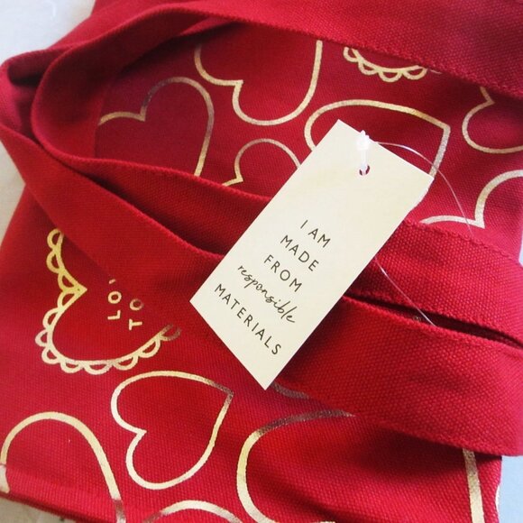 Radley London Love Token Canvas Tote Bag Scottie Dog Gold Hearts Red - Picture 13 of 13